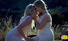 Summer breeze made these two lesbian friends so horny that they had passionate sex outdoors