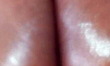 oiled massage on ebony wife's big ass