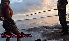 Blonde Wife Giving Cumshot To Unknown Black Fisherman