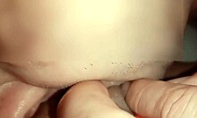 Amateur husband licks his chubby wife's wet pussy after stranger bends her over for doggystyle fucking