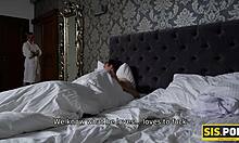 slim blonde sis and stepbrother have unplanned sex after dinner