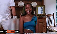 Hot ebony teen pussy stretched by big cock tourist in interracial fuck