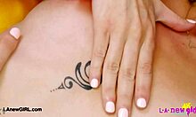 Adorable blonde beauty reveals her sexy body in a teasing solo show