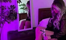 Gorgeous mature wears sexy garter for solo play