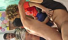 Rumpa teaches fucking in massive black cock foursome