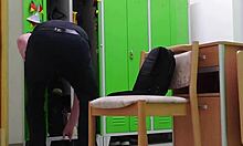 Changing clothes at work voyeur style