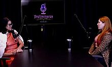 gostosa ruiva fica pelada e mostra seus enormes peitos após ser entrevistada pela apresentadora nua bia hot - natasha fiore watch on sheer red