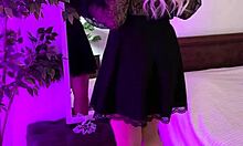 Gorgeous mature wears sexy garter for solo play