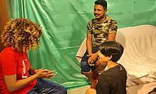 Rumpa teaches fucking in massive black cock foursome