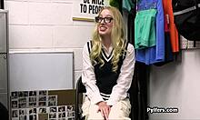 Short Geeky Blonde Questioned By Mall Cop After Strip Search