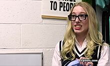 Short Geeky Blonde Questioned By Mall Cop After Strip Search