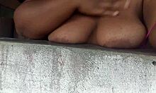 Naughty Believer Flashes Big Tits at Men on the Street