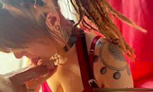 Cute cosplayer drools during intense throat action on thick cock