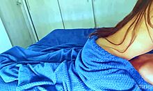 gorgeous tanned latina rubs her pussy