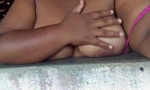 Naughty Believer Flashes Big Tits at Men on the Street