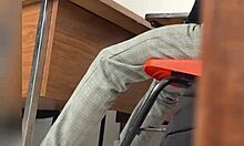 Mature Mexican Teacher Calls Student To Classroom Recorded Behind Door