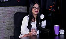 Morena safada shows off her blowjob skills, strips naked to flash tits and pussy, admits she loves touching herself during sex with her couple fairy pleasures in sheer red hallow