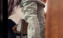 Mature Mexican Teacher Calls Student To Classroom Recorded Behind Door