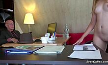 teen seduces old man hugo in office 😏