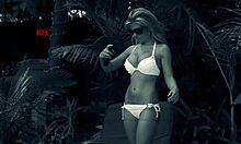 outdoors in the sun, aubrey adams rubs herself and fucks