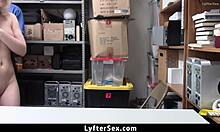 Loss Prevention Officer Takes Matters Into His Own Hands With Sexy Teen Shoplifter