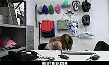 officer on duty brings suspected thief crystal taylor to security office for inspection - milfthief