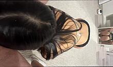 Cheap whore housewife gives best blowjob while worshiping big fat ass