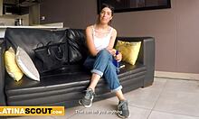 Latina model sucks big cock after massage