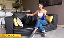 Latina model sucks big cock after massage