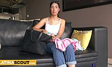 Latina model sucks big cock after massage