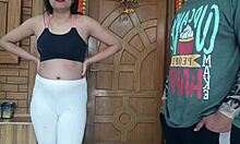 Trick teen to strip and suck cock in yoga