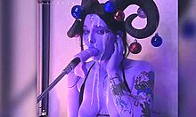 Devil Cosplay Girl Filled with Cum Delivers Blowjobs.