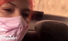 Young girl masturbates intensely in Uber, then gives her tight ass