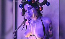 Devil Cosplay Girl Filled with Cum Delivers Blowjobs.