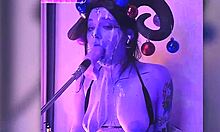 Devil Cosplay Girl Filled with Cum Delivers Blowjobs.