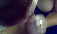 Amateur redhead with big tits passionately loves sucking and giving handjob to dick in pov!