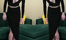 Kit Summers in Two-Piece Black Outfit