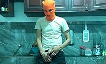 25-Year-Old Man Masturbates Big Penis in Kitchen