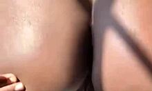 Amazing ebony slut teases and shows off her fat, curvy ass, spreading and shaking it.