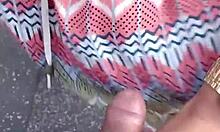 Intense balcony blowjob and pussy exposure