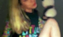 bonneyuwu in pajamas masturbates with dildo and plush