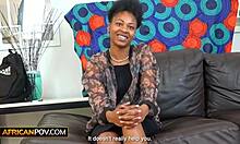 Amateur ebony pussy pounded doggystyle outdoors.