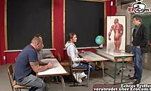 German student does amateur MMF threesome at university