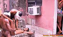 Naughty ebony amateur slim girlfriend enjoys hardcore sex more than food, moaning and speaking in tongues as partner explores deeply