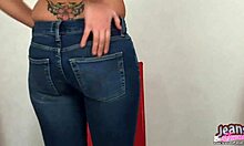 Teen Valya Wears Tiny Jean Miniskirt