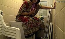 Horny stepmom makes stepson lick her pussy in kitchen