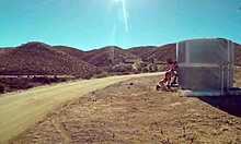 Hairy beaver scissoring passionately outdoors in amateur lesbian close-up