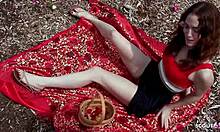 real redhead ginger teen with saggy natural tits and bushy pussy picks up and seduces old guy for fuck