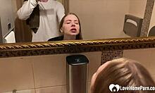 They sneak into the public bathroom for fun sex