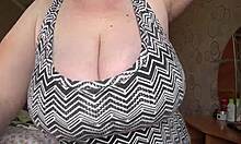 big gorgeous tits swing close-up in solo homemade